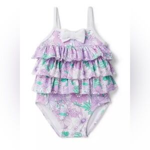 JANIE AND JACK BABY FLORAL RUFFLE SWIMSUIT